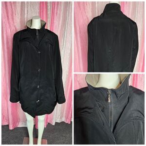 Fleet Street LTD. Black Removable Zip Liner Raincoat Jacket Size 1X Plus